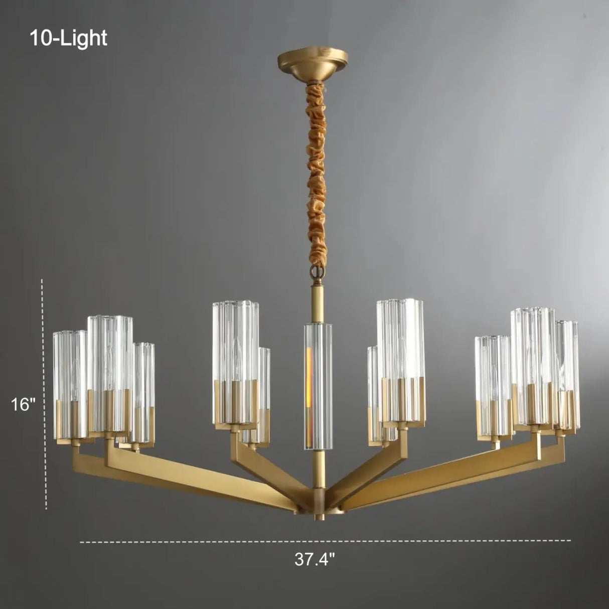 Modern 8-Light Clear Crystal Glass Gold Brass Branch Chandelier Image - 8