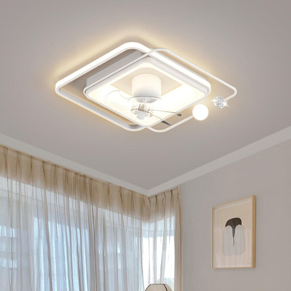 Modern ABS Blades Stepless Dimming Ceiling Fan Light Image - 1