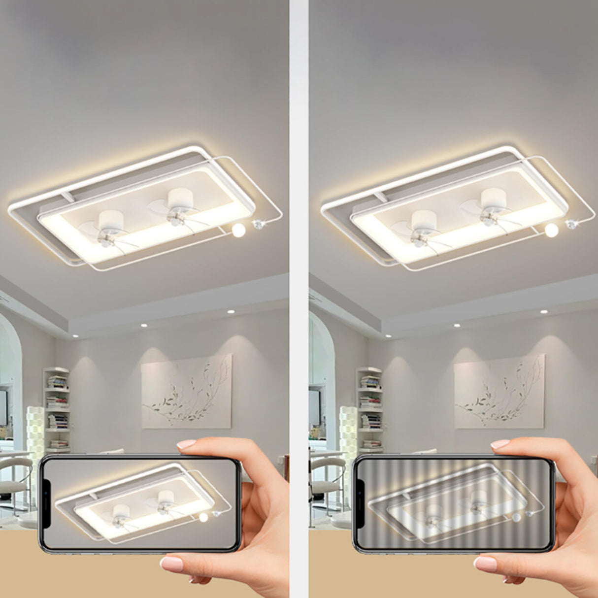 Modern ABS Blades Stepless Dimming Ceiling Fan Light Image - 14