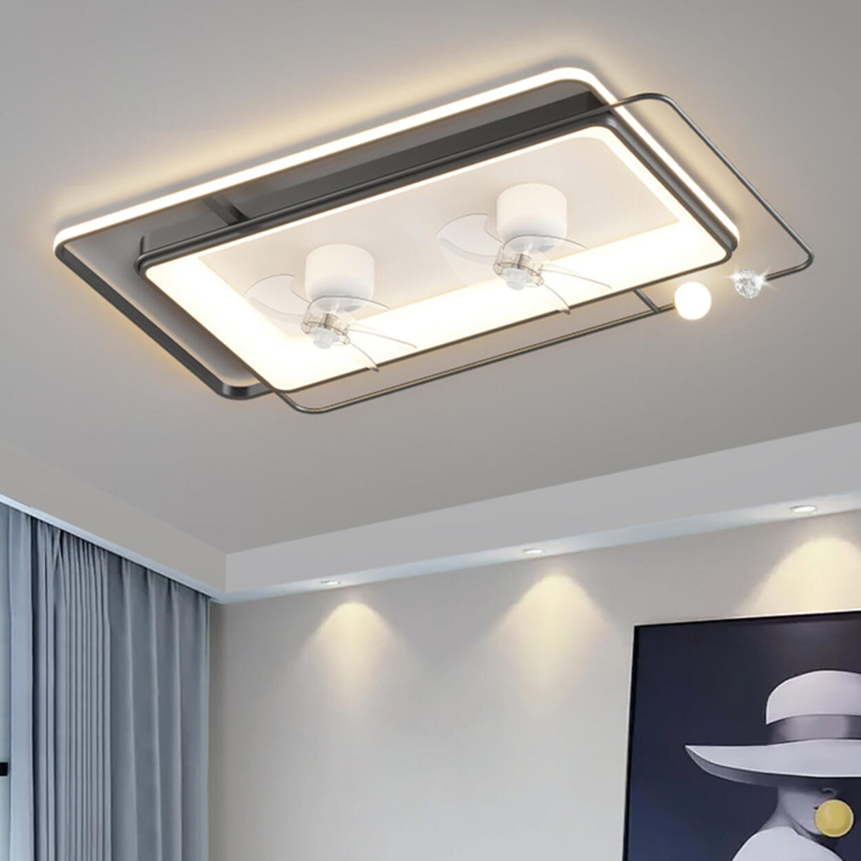 Modern ABS Blades Stepless Dimming Ceiling Fan Light Image - 2