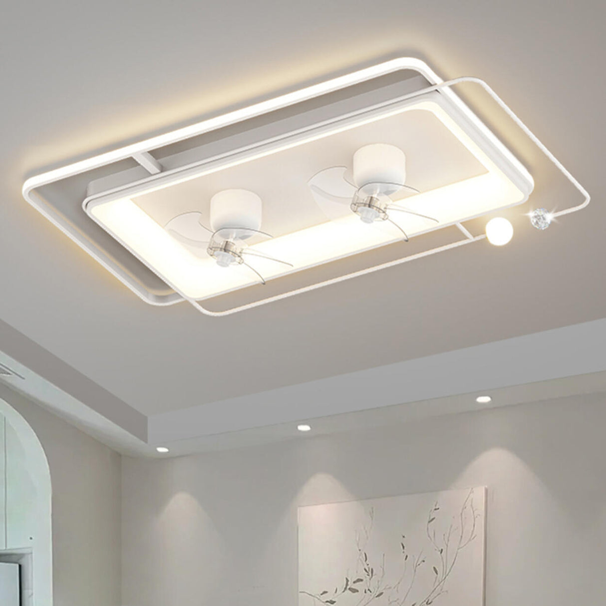 Modern ABS Blades Stepless Dimming Ceiling Fan Light Image - 3