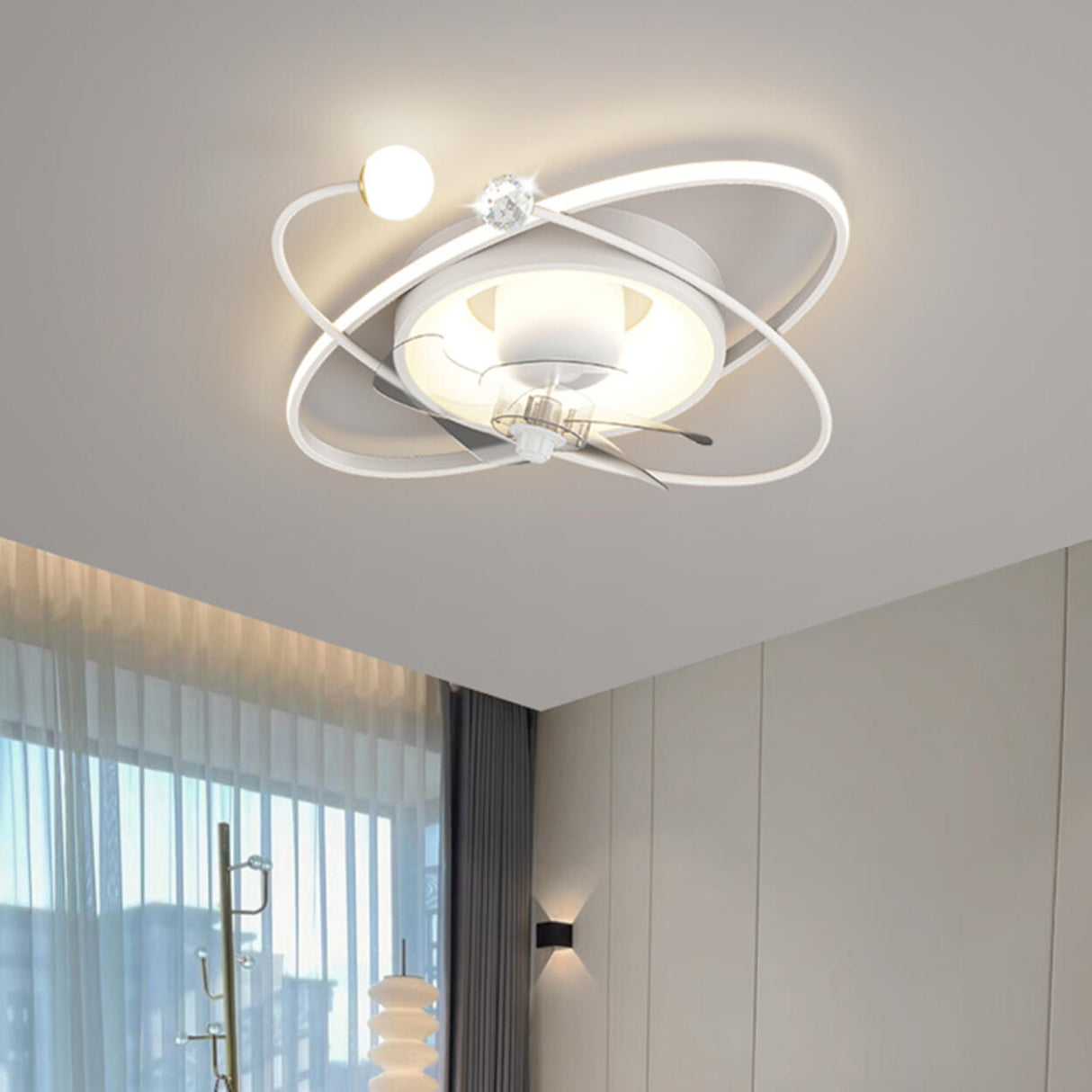 Modern ABS Blades Stepless Dimming Ceiling Fan Light Image - 4
