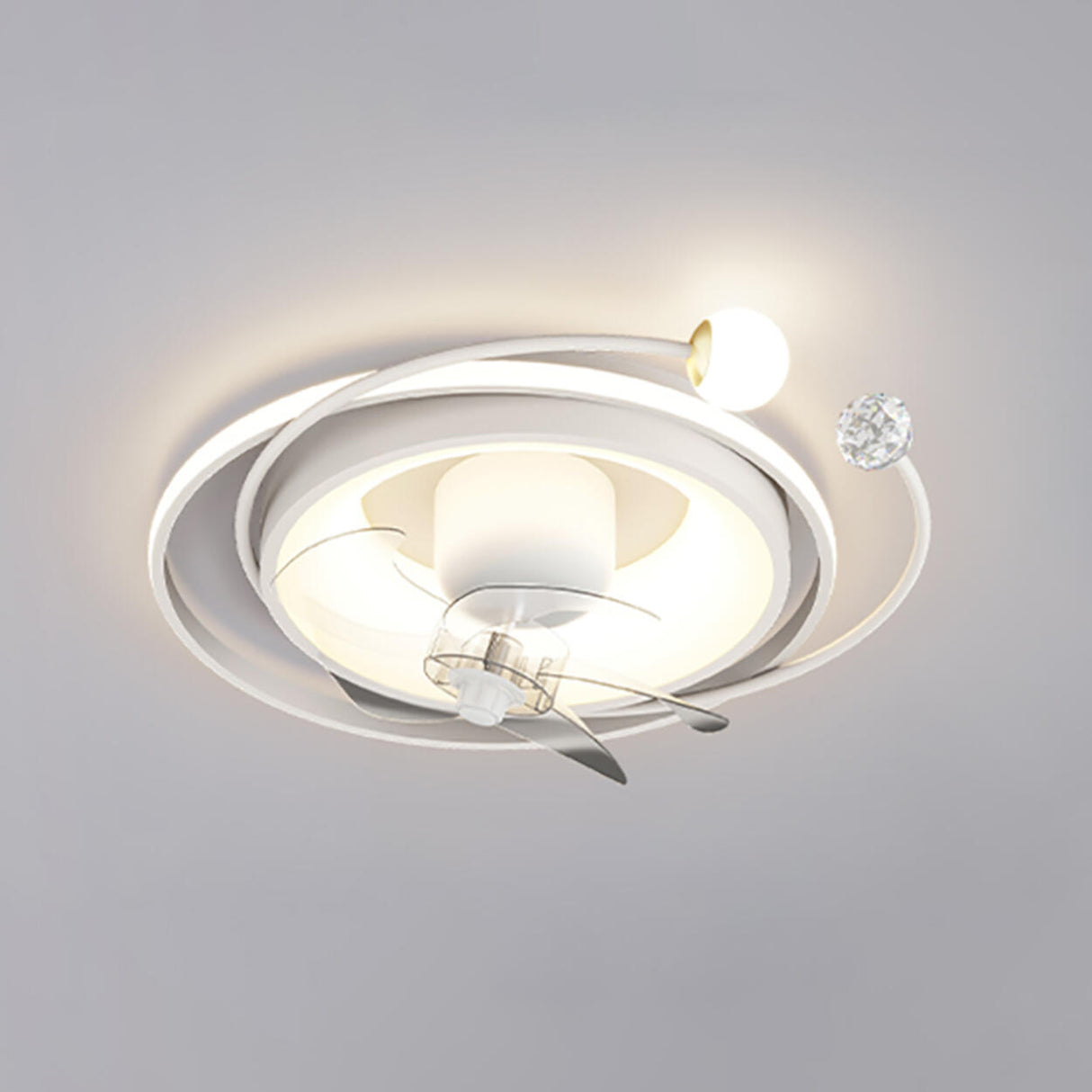 Modern ABS Blades Stepless Dimming Ceiling Fan Light Image - 8