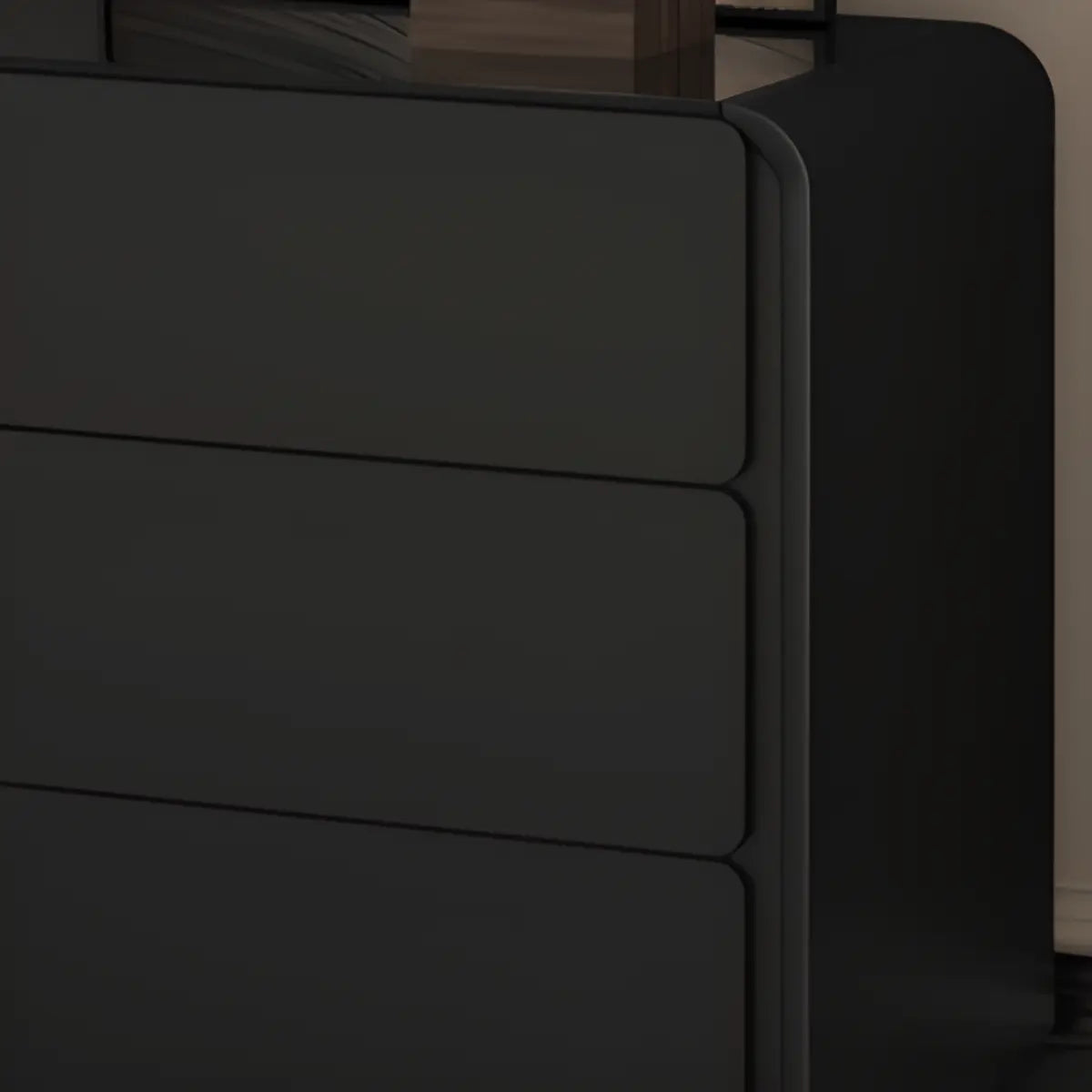 Modern Abstract Black Wood Bedroom LED Mirror Makeup Vanity Image - 12