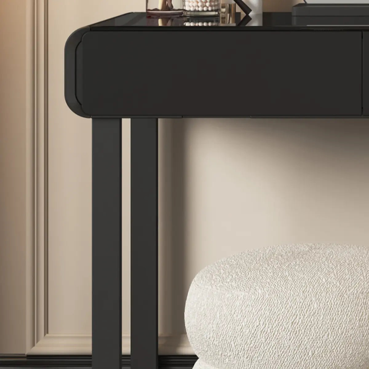 Modern Abstract Black Wood Bedroom LED Mirror Makeup Vanity Image - 14