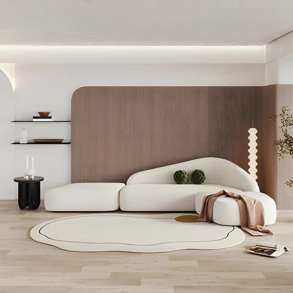 Modern Abstract Cloud-Shaped Polyester Beige Area Rug Image - 2