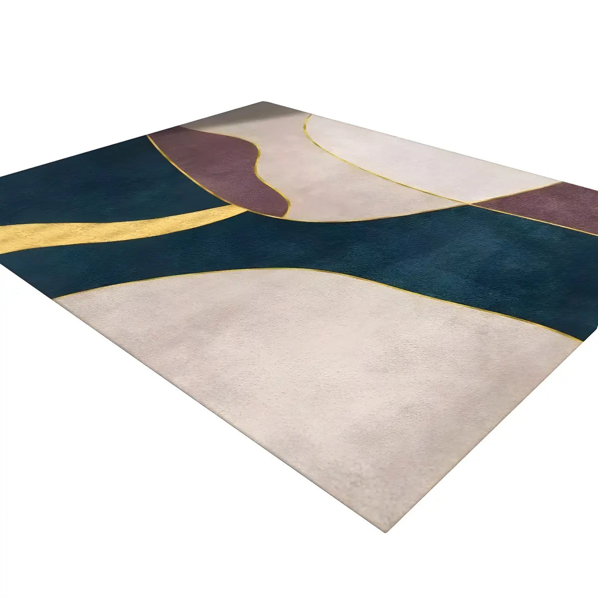 Modern Abstract Polyester Black and Gold Area Rug Image - 5