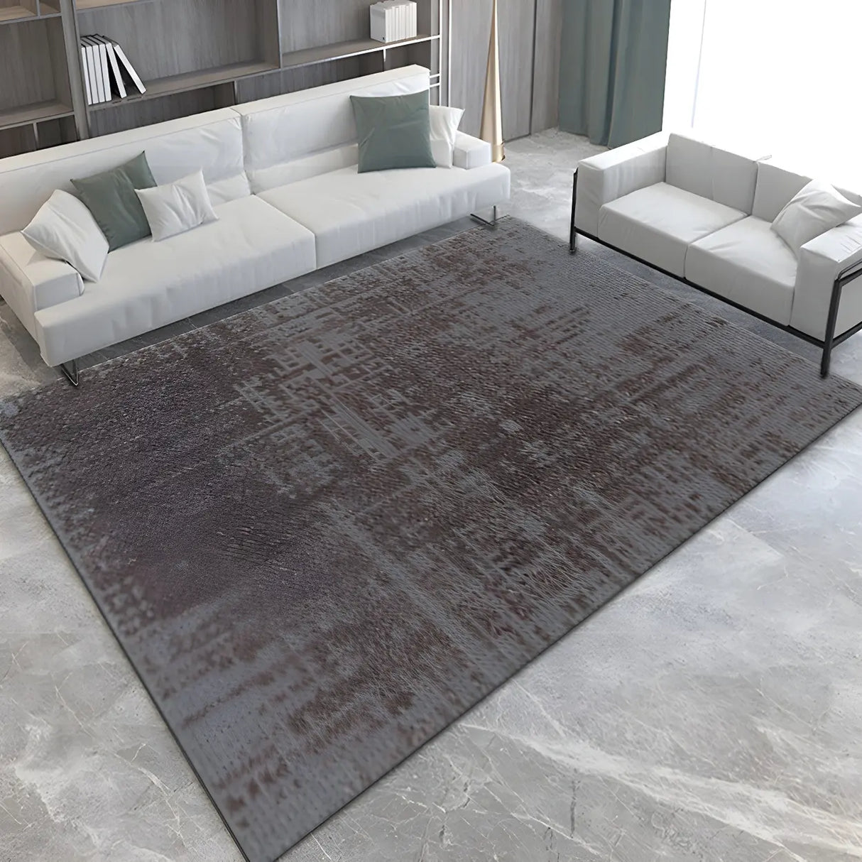 Modern Abstract Polyester Living Room Multicolor Rug Image - 3