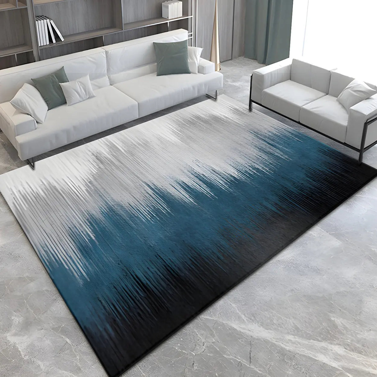 Modern Abstract Polyester Living Room Multicolor Rug Image - 4
