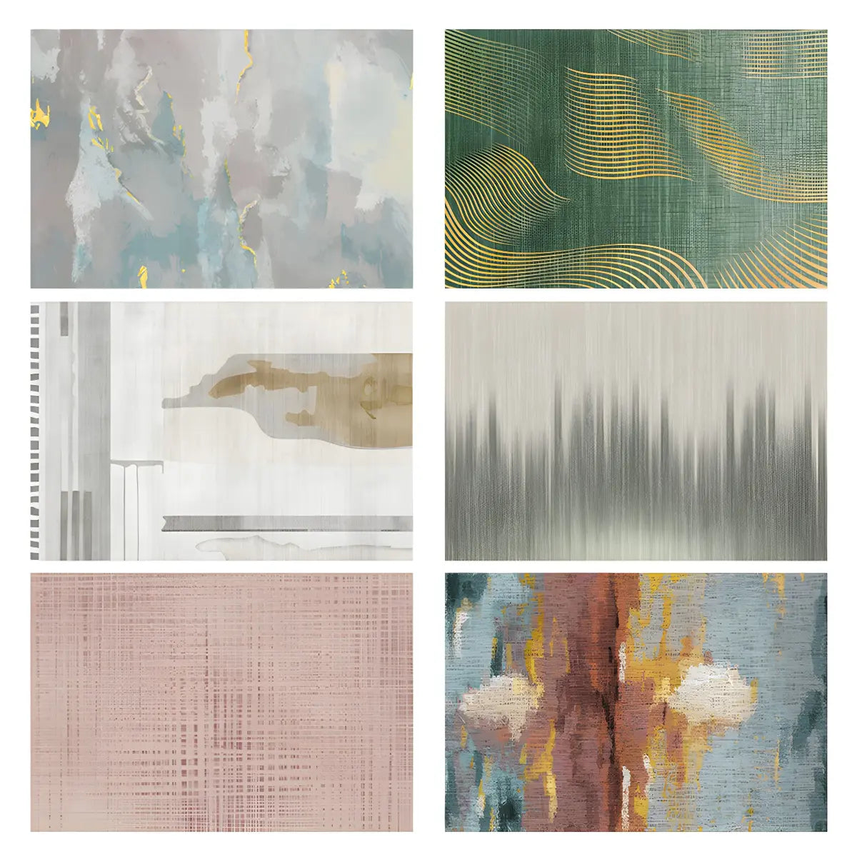 Modern Abstract Polyester Rectangular Green Area Rug Image - 10