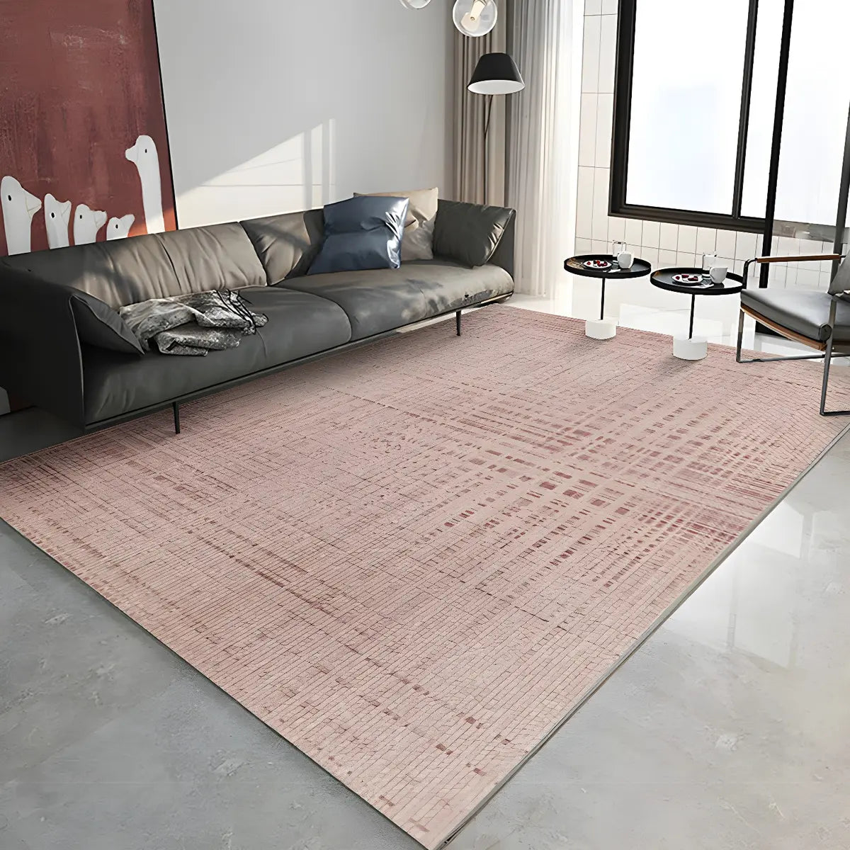 Modern Abstract Polyester Rectangular Green Area Rug Image - 11