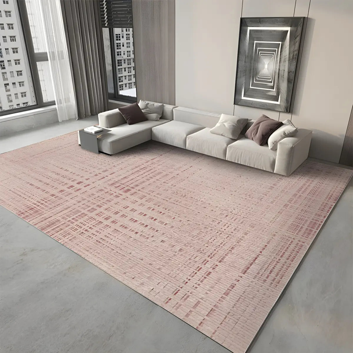 Modern Abstract Polyester Rectangular Green Area Rug Image - 14