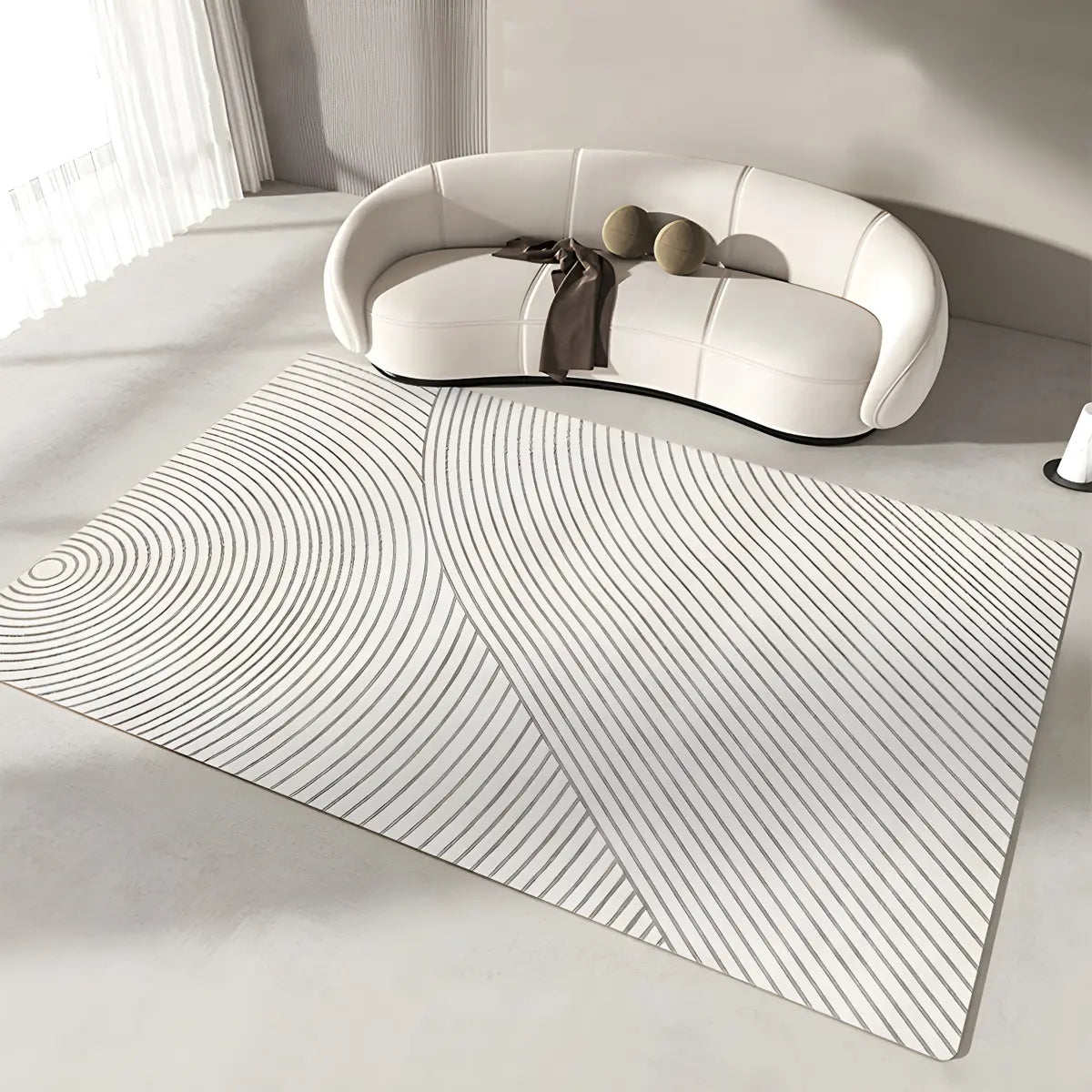 Modern Abstract Rectangle Polyester Beige Area Rug Image - 16