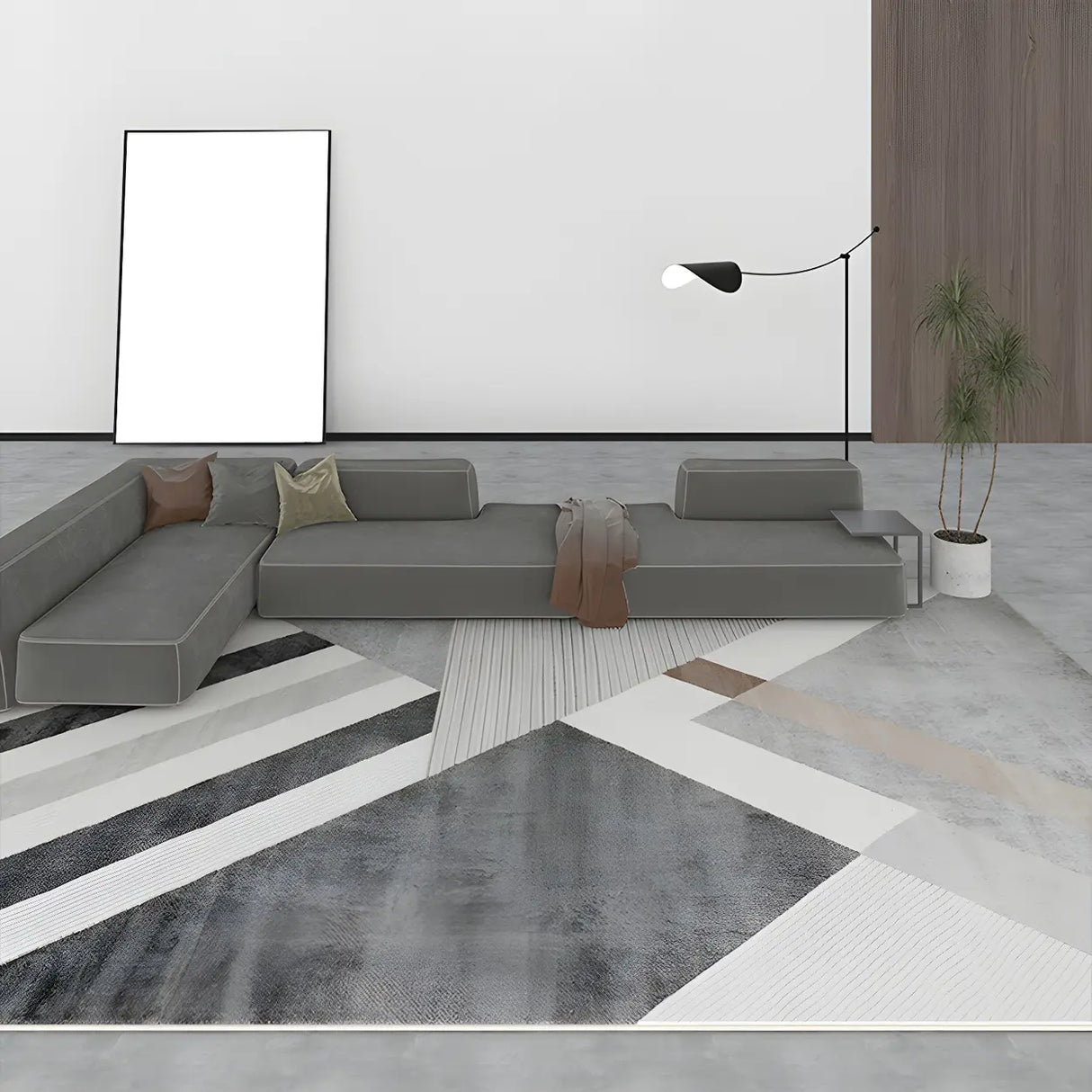 Modern Abstract Rectangle Stain-Resistant Area Rug Image - 1