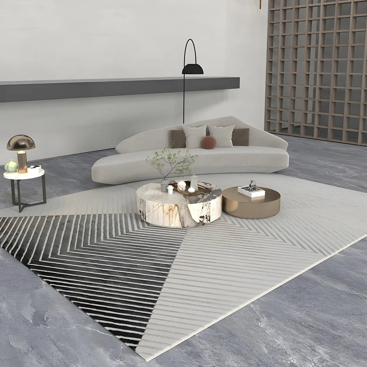 Modern Abstract Rectangle Stain-Resistant Area Rug Image - 10