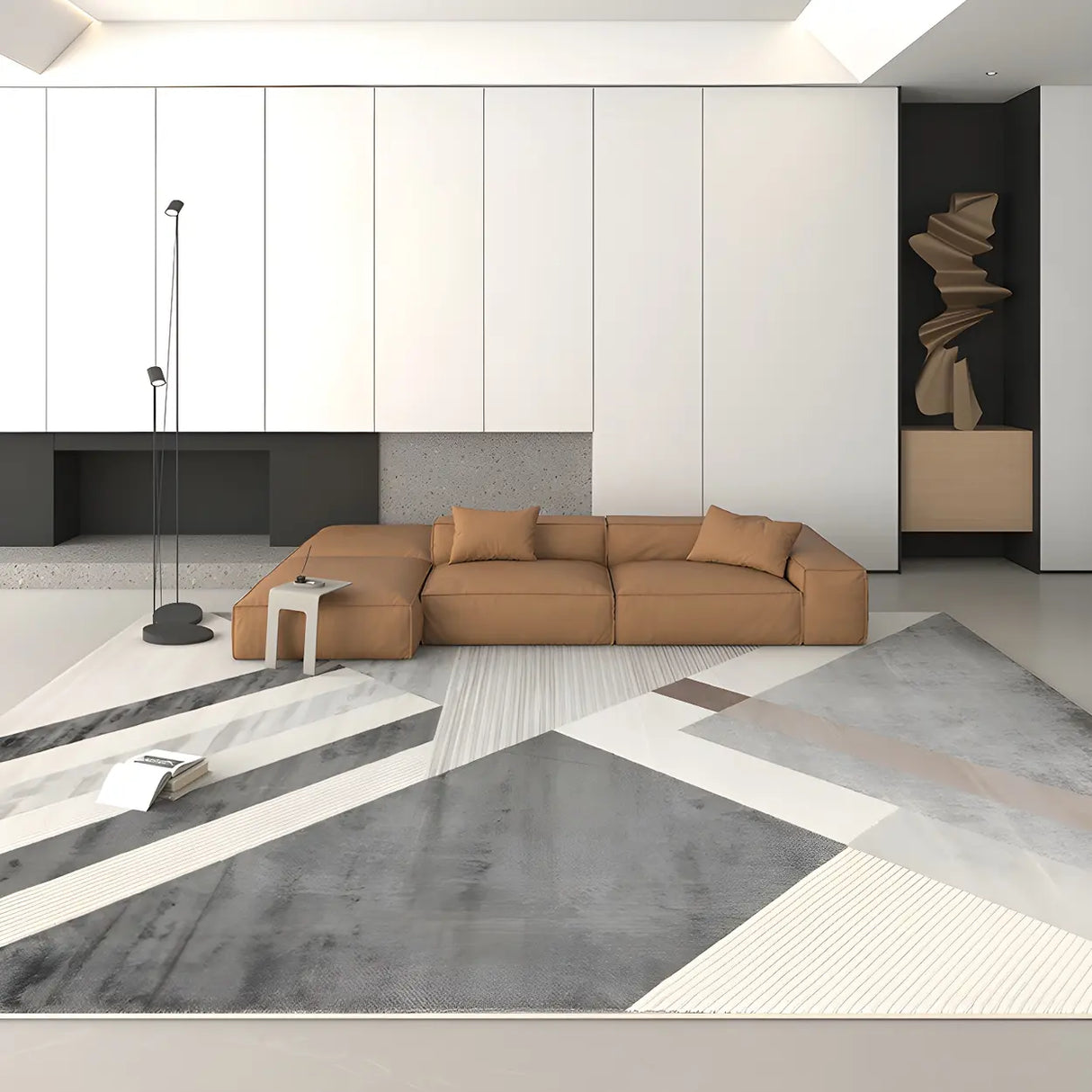 Modern Abstract Rectangle Stain-Resistant Area Rug Image - 11