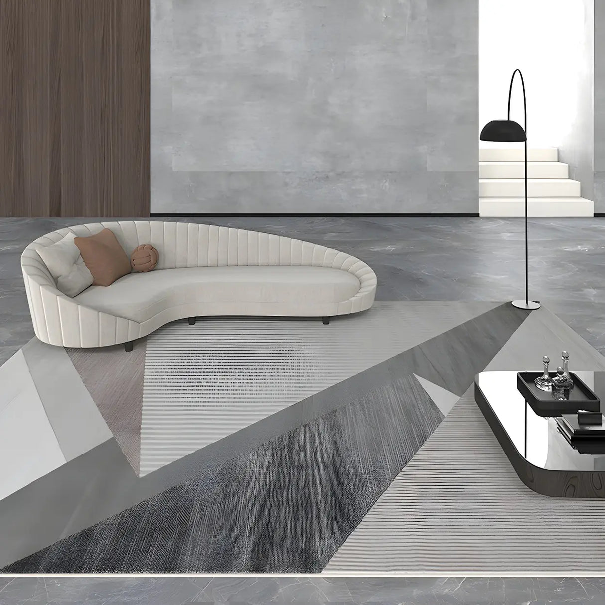 Modern Abstract Rectangle Stain-Resistant Area Rug Image - 12