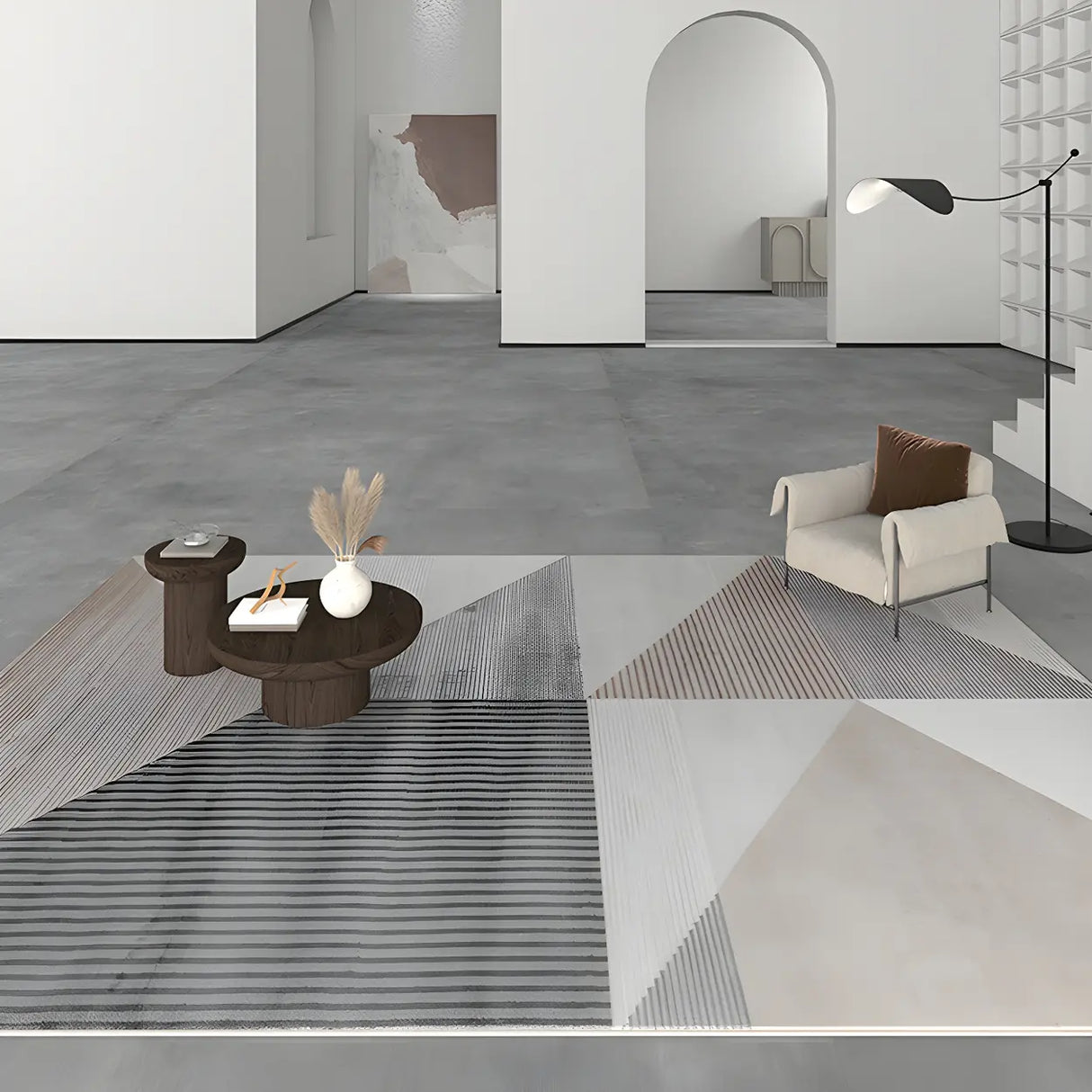 Modern Abstract Rectangle Stain-Resistant Area Rug Image - 13