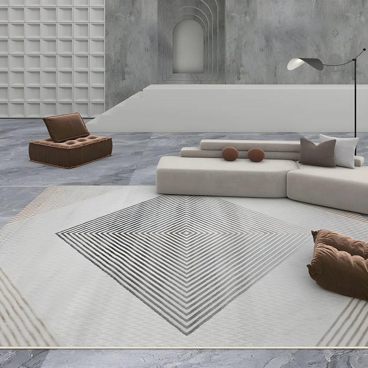 Modern Abstract Rectangle Stain-Resistant Area Rug Image - 14