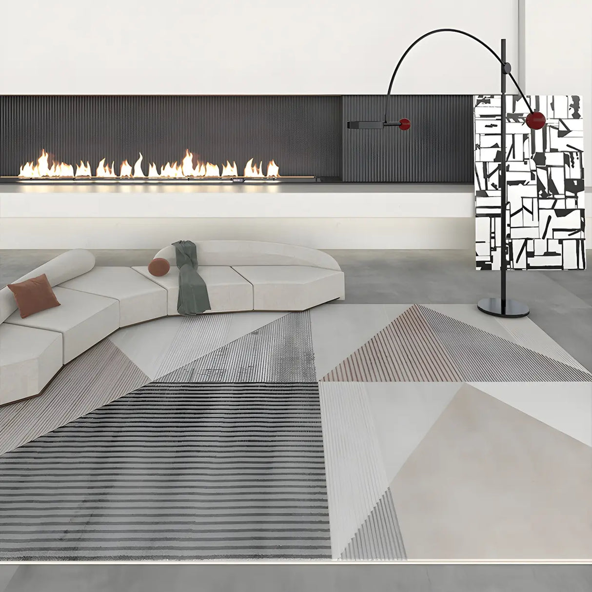 Modern Abstract Rectangle Stain-Resistant Area Rug Image - 2