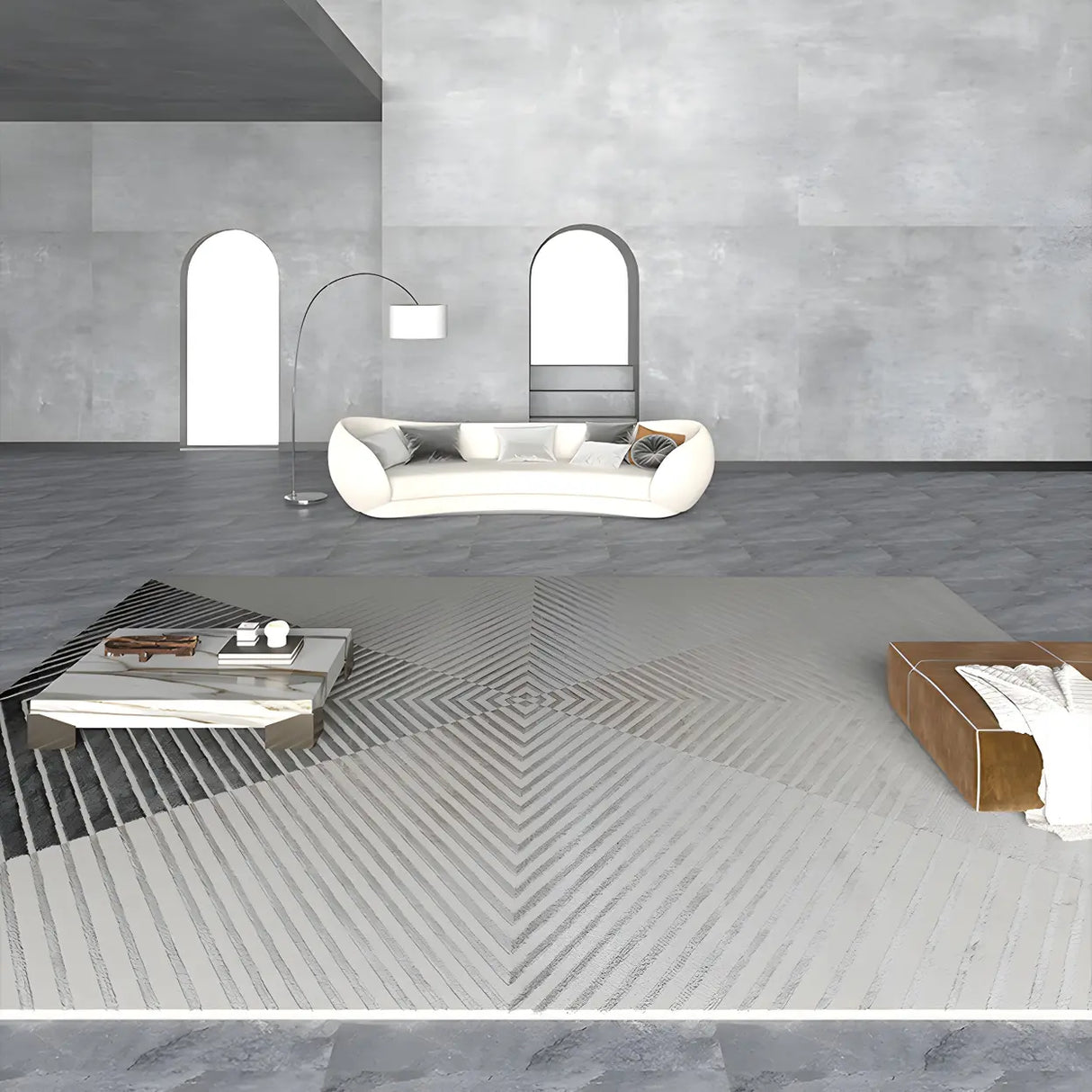 Modern Abstract Rectangle Stain-Resistant Area Rug Image - 3