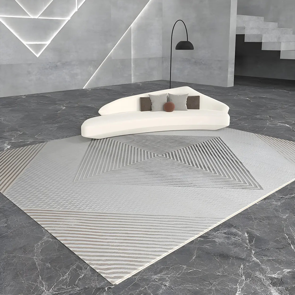 Modern Abstract Rectangle Stain-Resistant Area Rug Image - 4