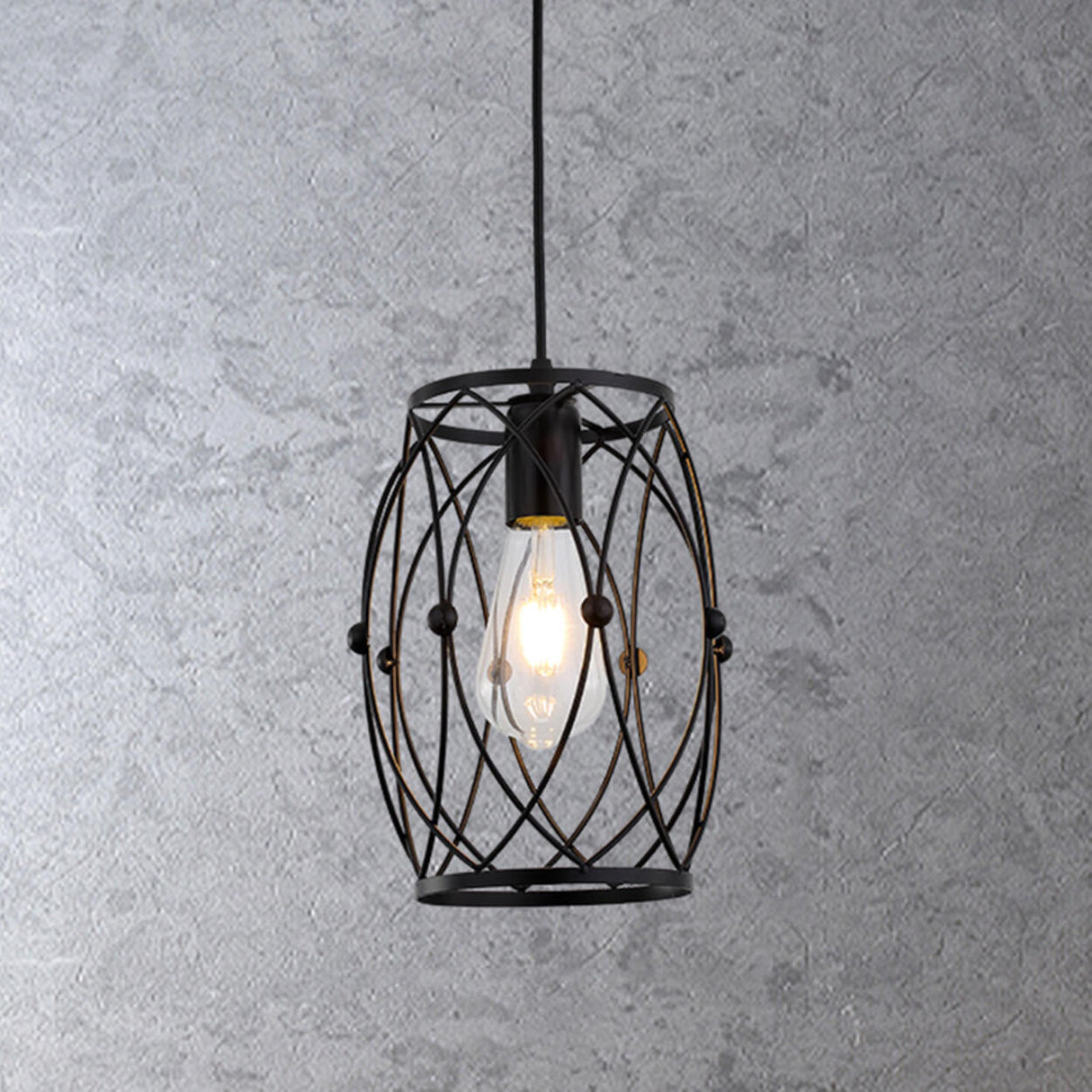 Modern Abstract Wireframe Woven Globe Pendant Light Image - 13