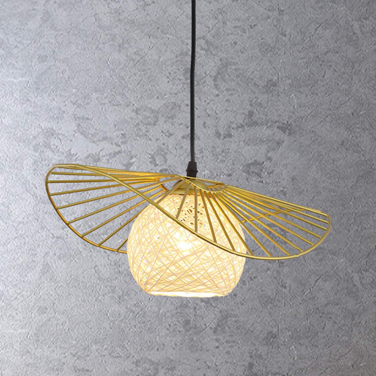 Modern Abstract Wireframe Woven Globe Pendant Light Image - 19
