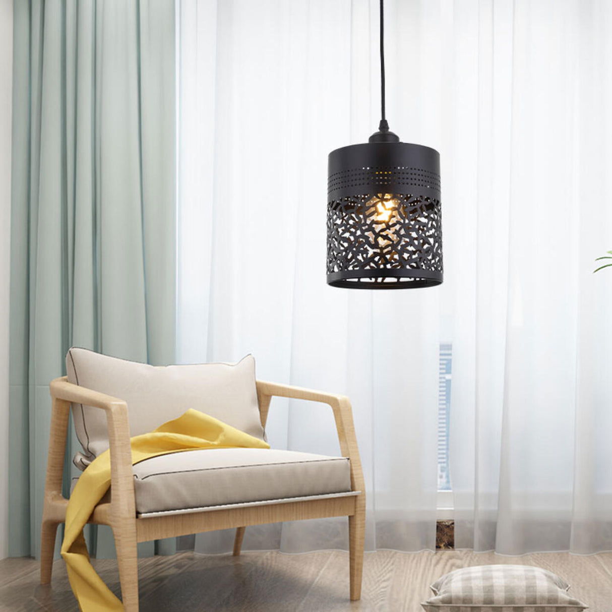 Modern Abstract Wireframe Woven Globe Pendant Light Image - 6