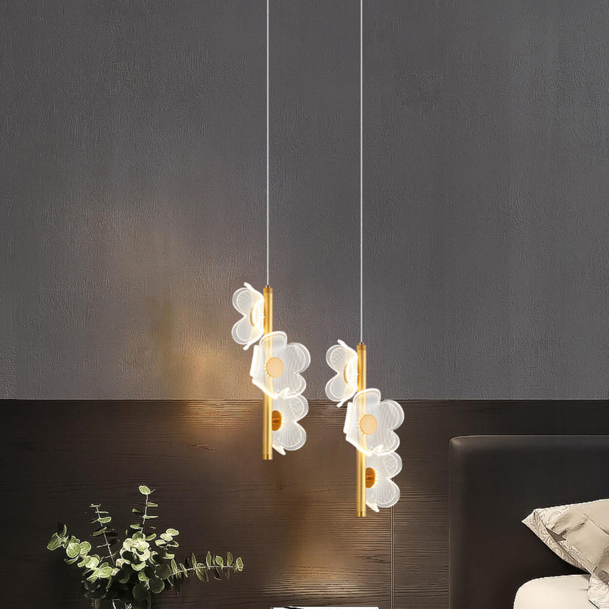 Modern Acrylic Flower LED Pendant Light Adjustable Cord Image - 4