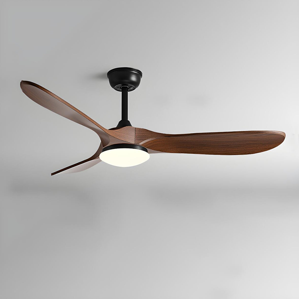 Modern Adjustable 3 Wood Blade Ceiling Fan with Light Image - 3
