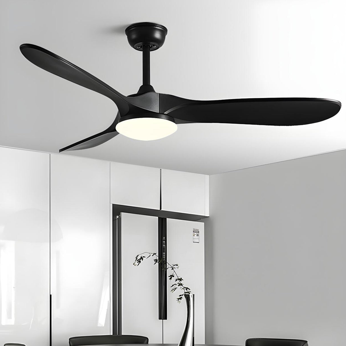Modern Adjustable 3 Wood Blade Ceiling Fan with Light Image - 4