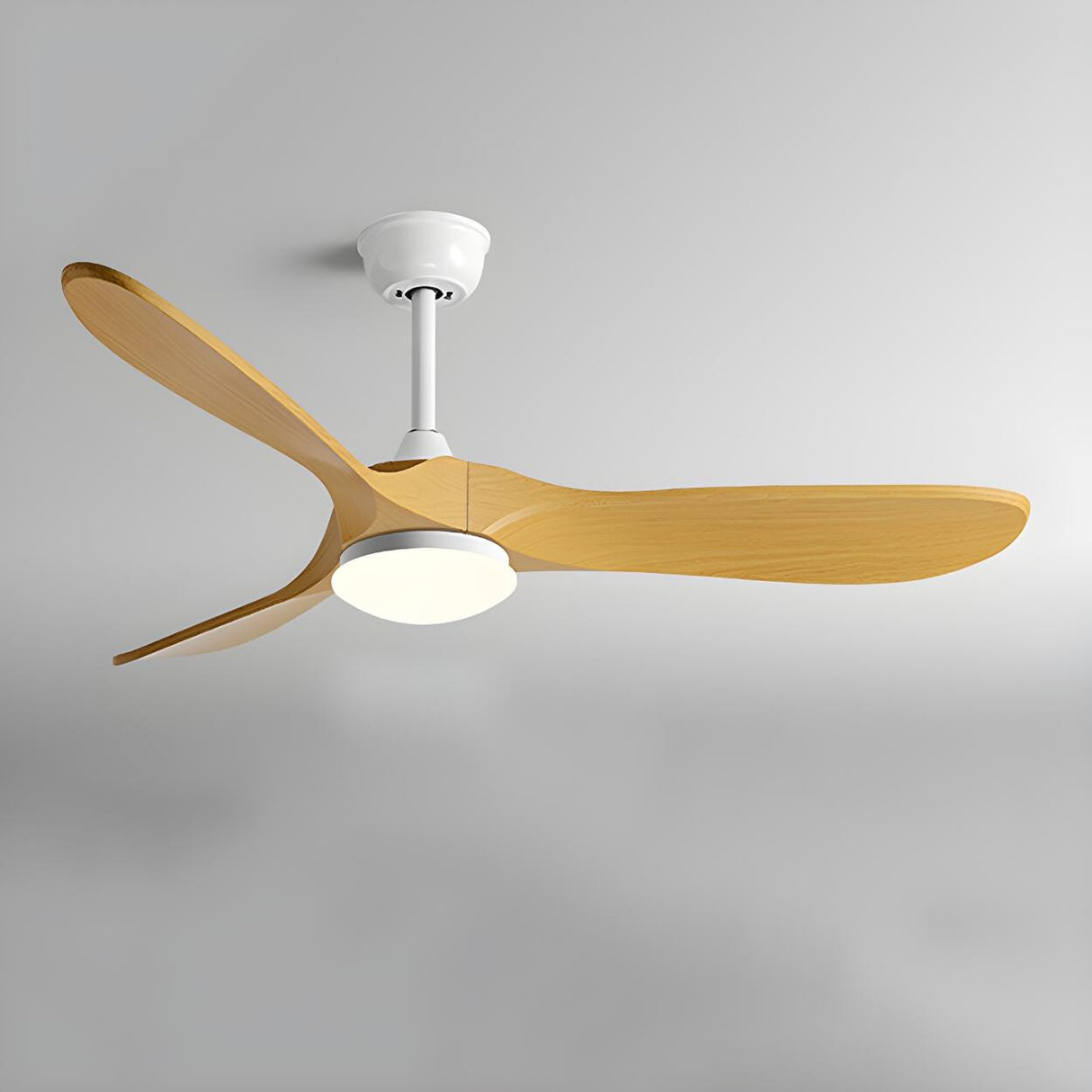 Modern Adjustable 3 Wood Blade Ceiling Fan with Light Image - 5
