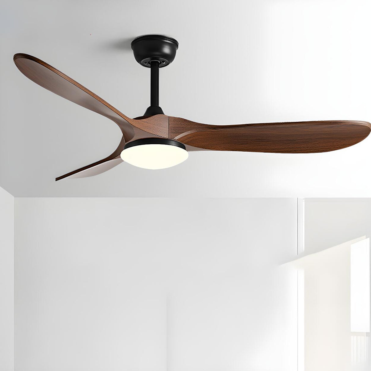 Modern Adjustable 3 Wood Blade Ceiling Fan with Light Image - 6