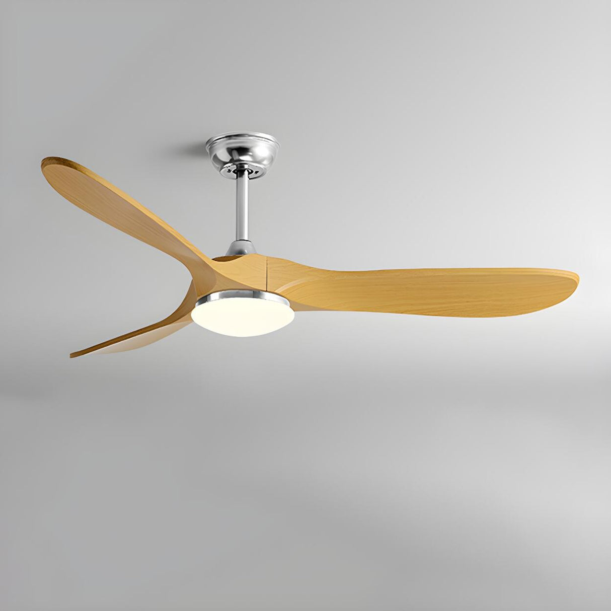 Modern Adjustable 3 Wood Blade Ceiling Fan with Light Image - 7