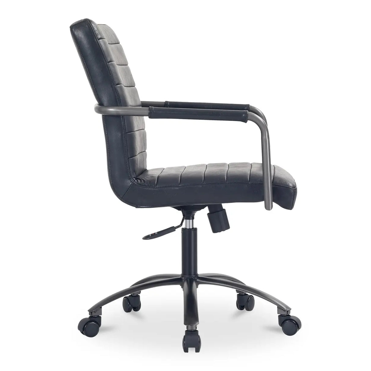 Modern Adjustable Black Leather Swivel Office Chair Image - 10