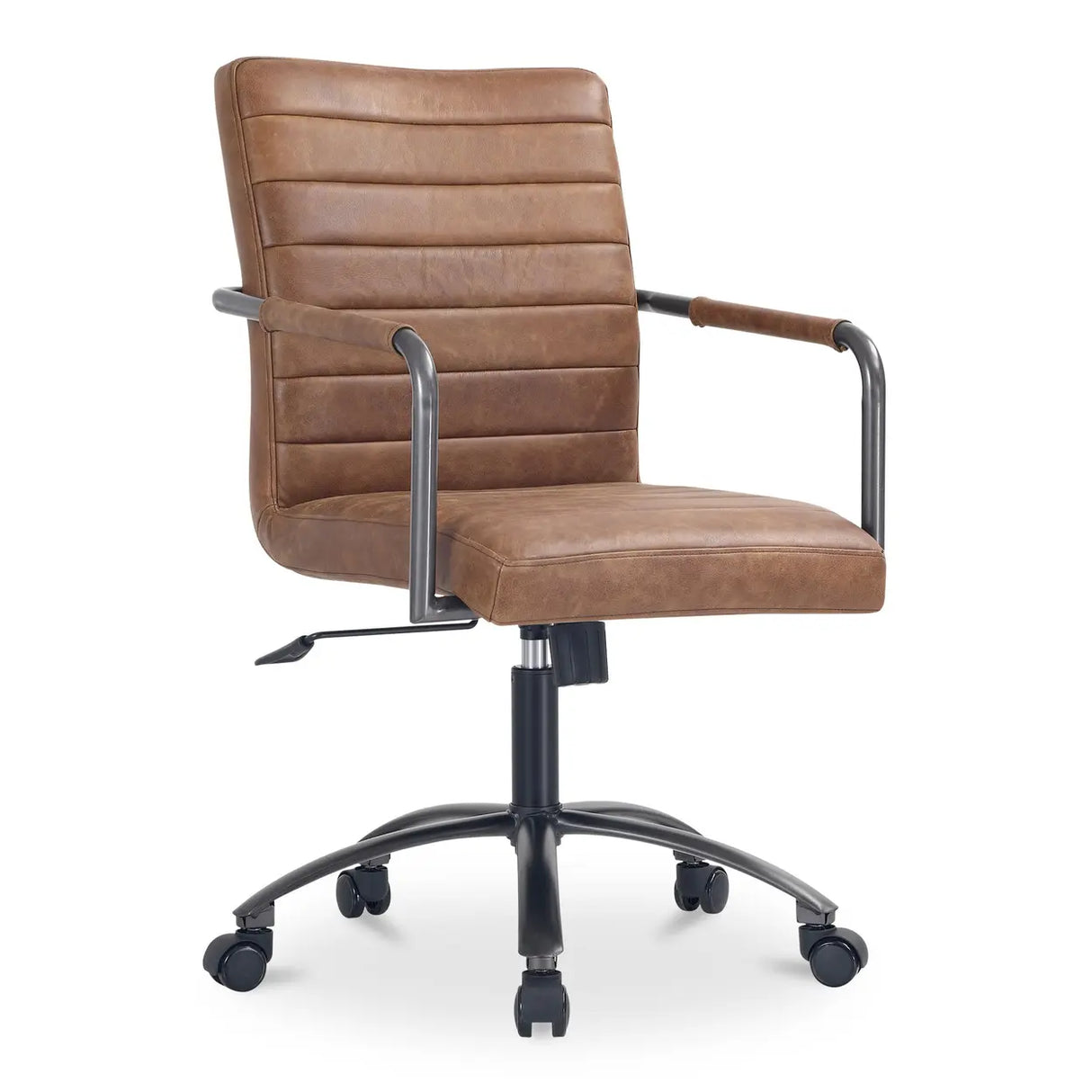 Modern Adjustable Black Leather Swivel Office Chair Image - 3