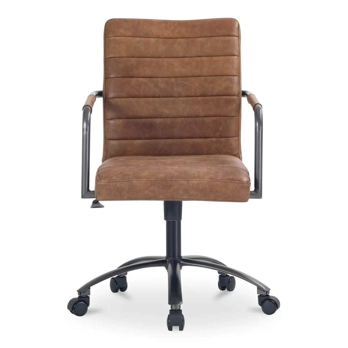 Modern Adjustable Black Leather Swivel Office Chair Image - 6