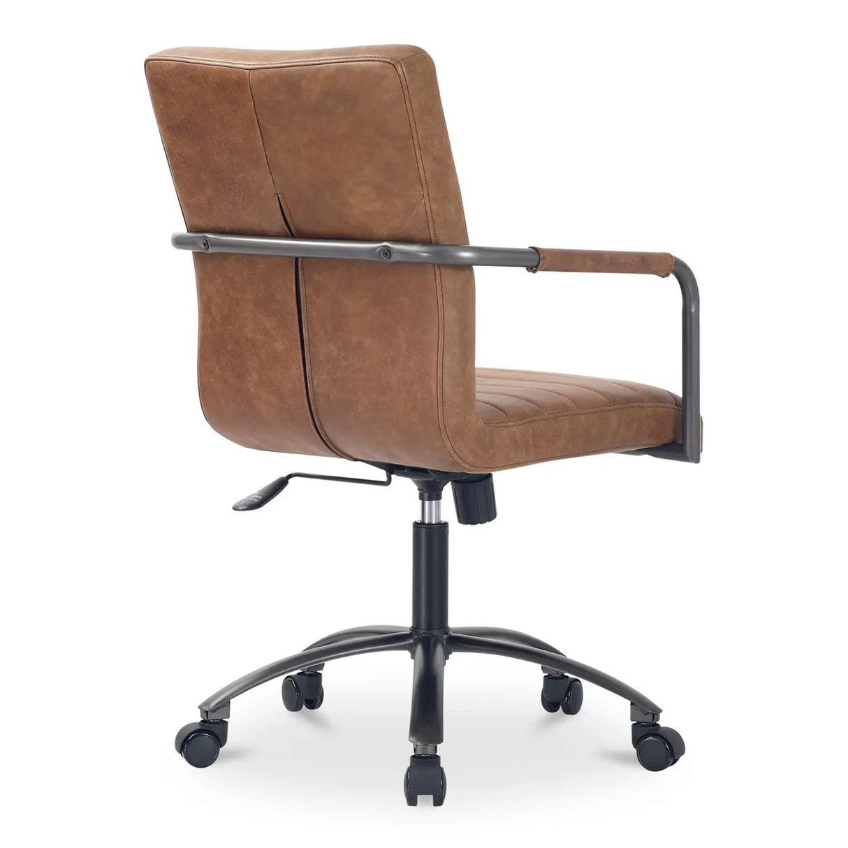 Modern Adjustable Black Leather Swivel Office Chair Image - 7