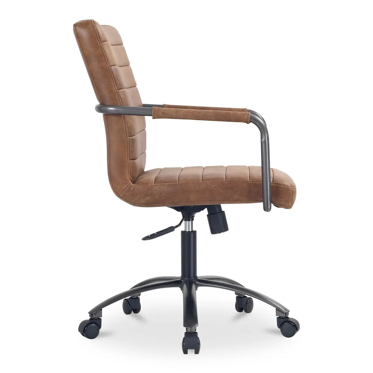 Modern Adjustable Black Leather Swivel Office Chair Image - 8