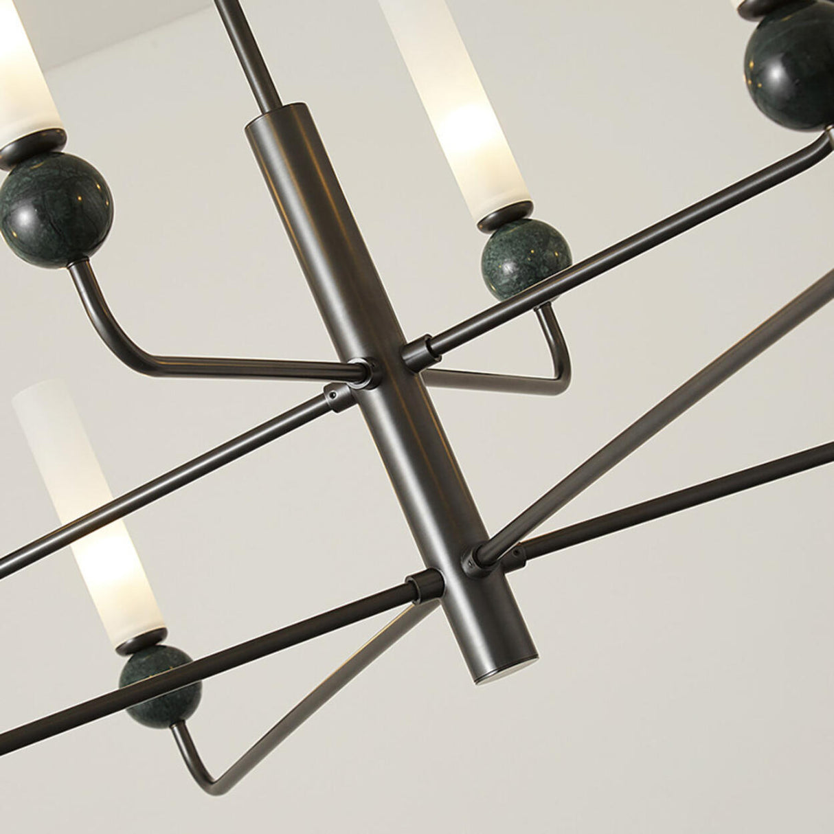 Modern Adjustable Height Geometric Brass Acrylic Chandelier Image - 13