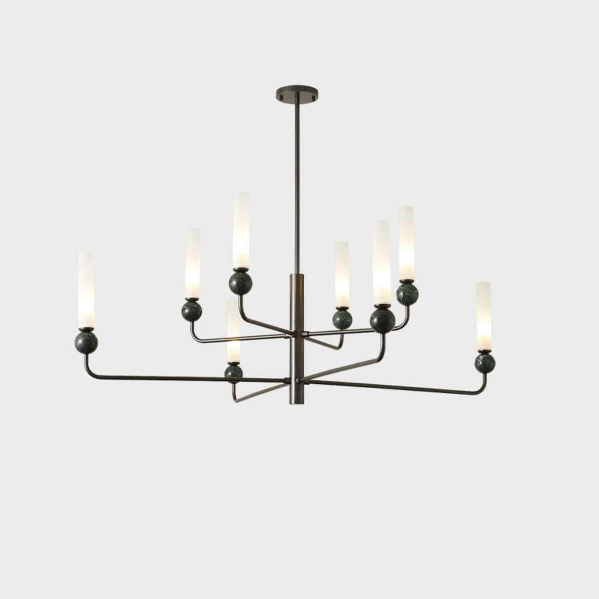 Modern Adjustable Height Geometric Brass Acrylic Chandelier Image - 7