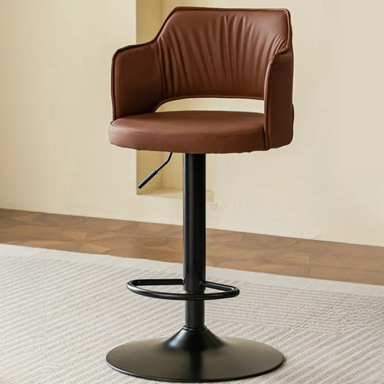Modern Adjustable Height Rotating Barrel Bar Stools with Arms Image - 13