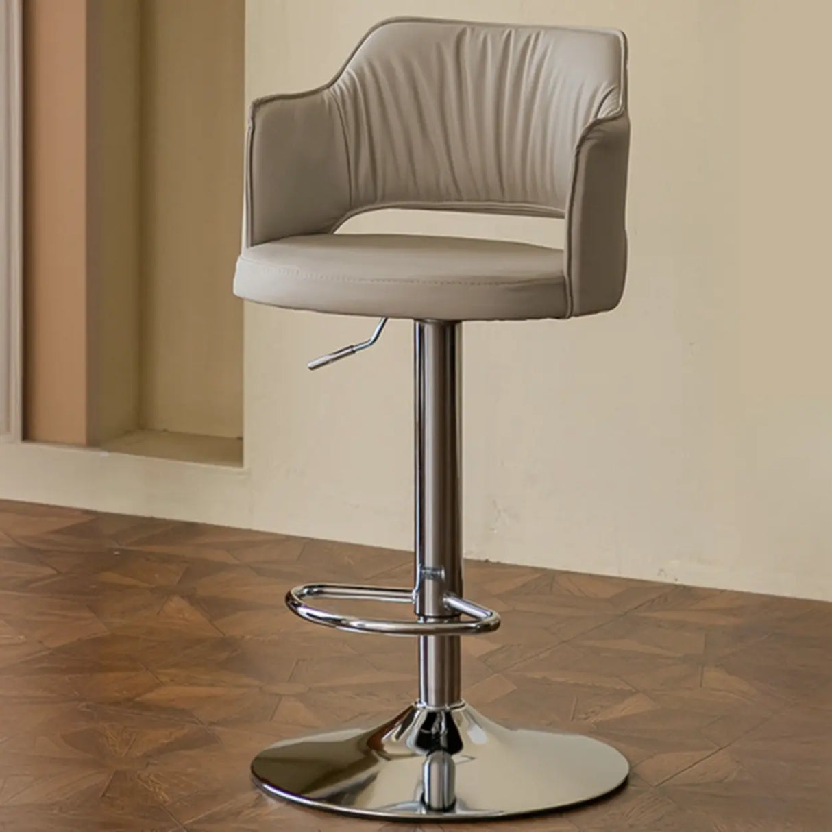 Modern Adjustable Height Rotating Barrel Bar Stools with Arms Image - 17