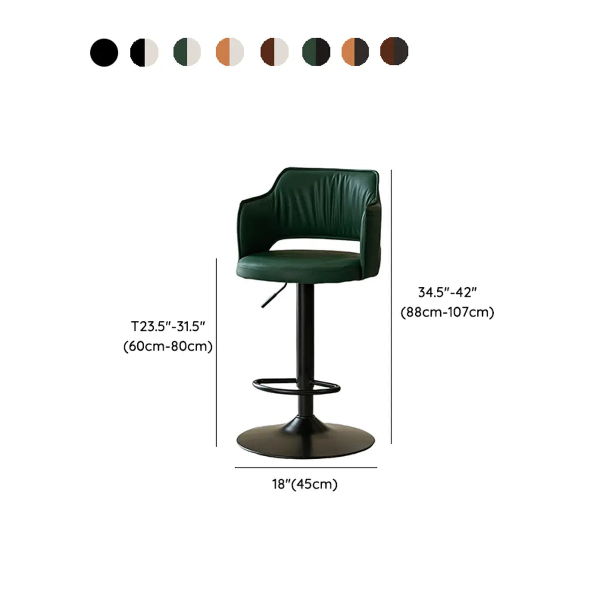 Modern Adjustable Height Rotating Barrel Bar Stools with Arms