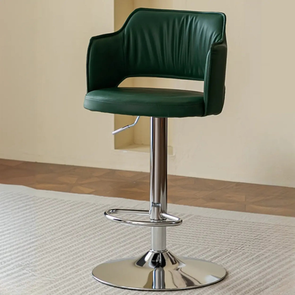 Modern Adjustable Height Rotating Barrel Bar Stools with Arms Image - 3