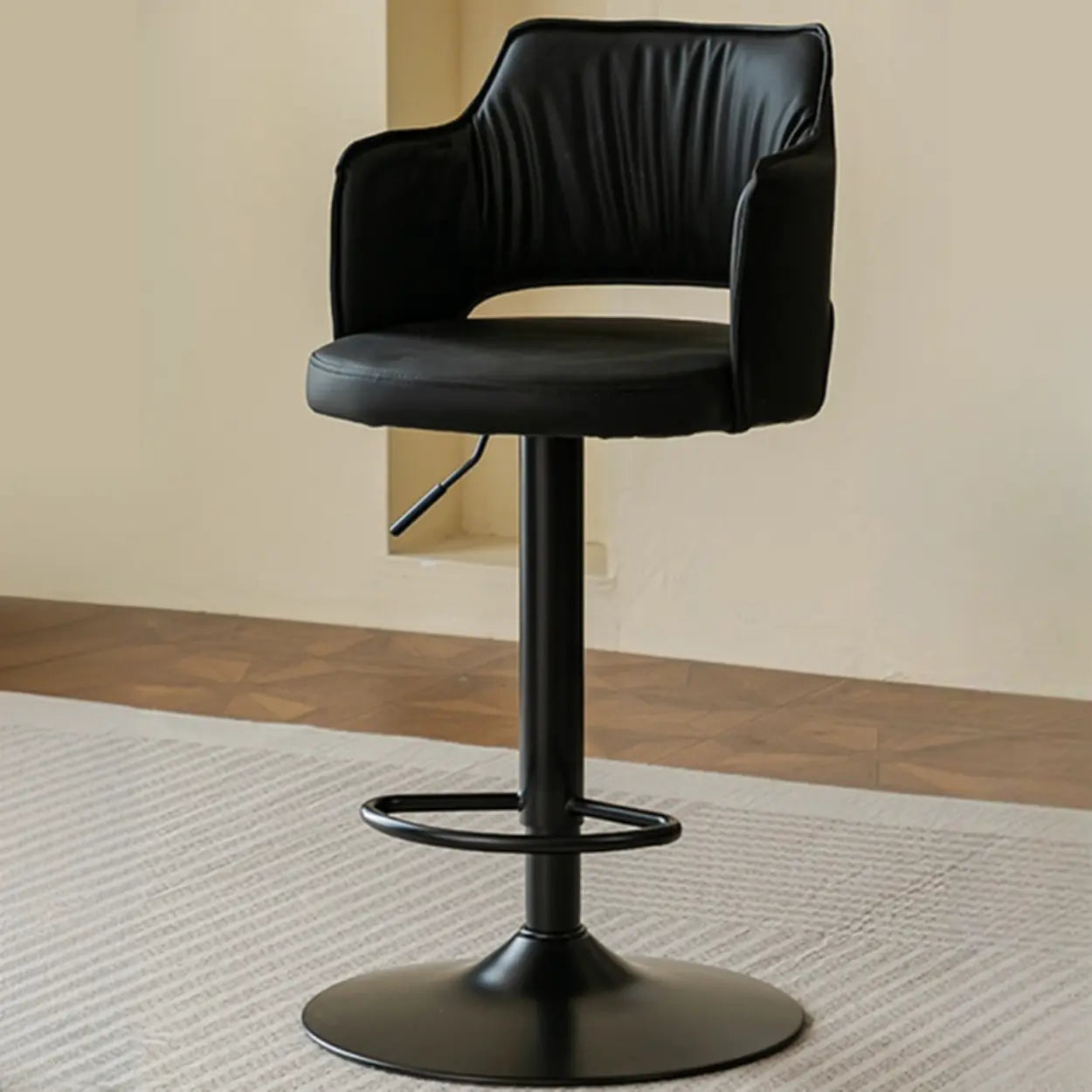 Modern Adjustable Height Rotating Barrel Bar Stools with Arms Image - 5