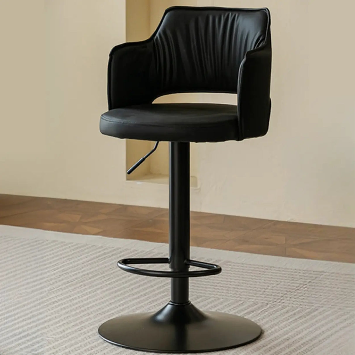 Modern Adjustable Height Rotating Barrel Bar Stools with Arms Image - 5