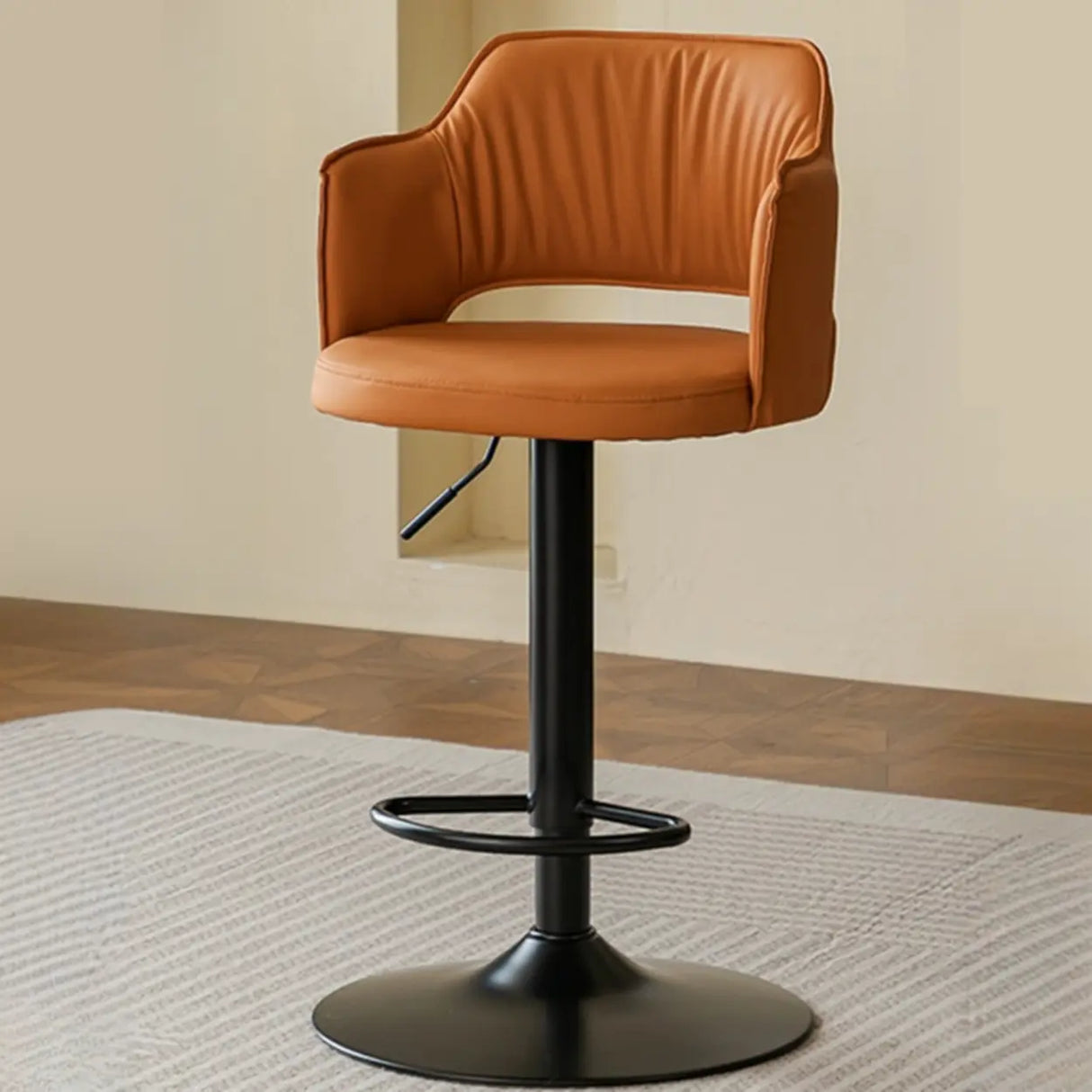 Modern Adjustable Height Rotating Barrel Bar Stools with Arms Image - 7