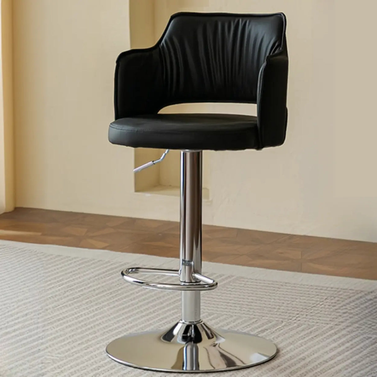 Modern Adjustable Height Rotating Barrel Bar Stools with Arms Image - 9